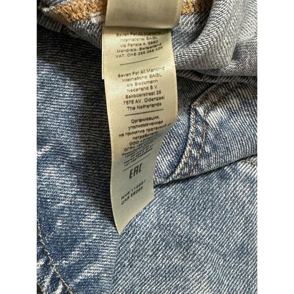 7 For All Mankind Sz M Dress Denim Collared Mini Shirtdress Blue Boho Classic - Picture 9 of 10